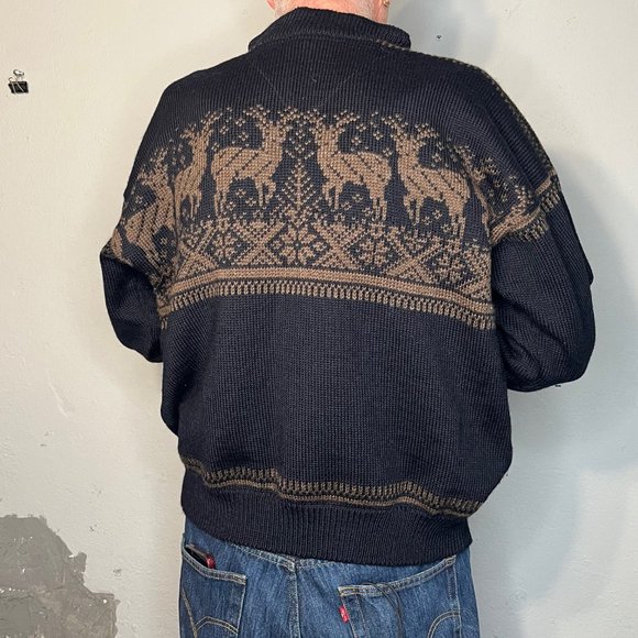 Vintage Heirloom Dale of Norway Reindeer Quarter-zip Pullover Sweater mens Large - Picture 3 of 10